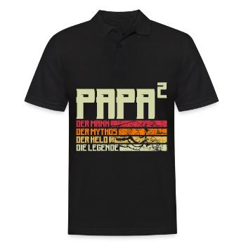 Papa Vater von 2 zwei Zweiten Kindern Zwillinge - Männer Poloshirt - Schwarz - Vorne - Kai (181cm)