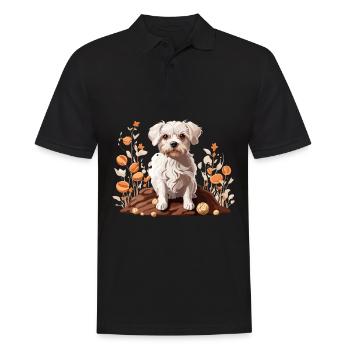 Maltese Dog Autumn Breed Dog - Men's Polo Shirt - black - Front - Kai (181cm)