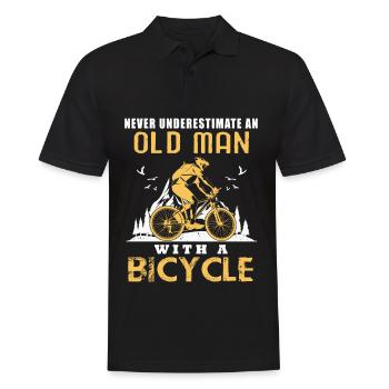 vieil homme vélo retraité vélo de route - Polo Homme - noir - Devant - Kai (181cm)