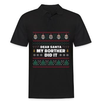 Dear Santa My brother did it - Men's Polo Shirt - black - Front - Kai (181cm)
