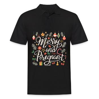 Fröhlich und schwanger an Weihnachten - Männer Poloshirt - Schwarz - Vorne - Kai (181cm)