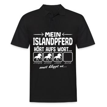 Islandpferd Hört aufs Wort Spruch Lustig - Männer Poloshirt - Schwarz - Vorne - Kai (181cm)