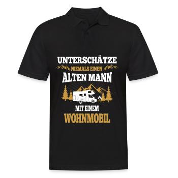 Mann mit Wohnmobil - Männer Poloshirt - Schwarz - Vorne - Kai (181cm)