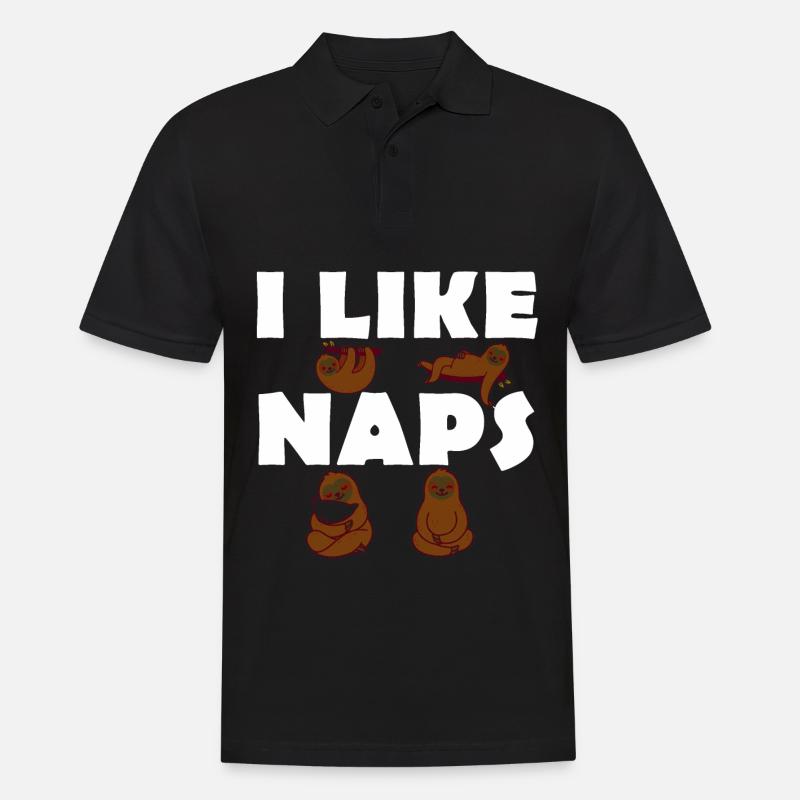 I like Naps - Faultiere - Langschläfer - Männer Poloshirt - Schwarz