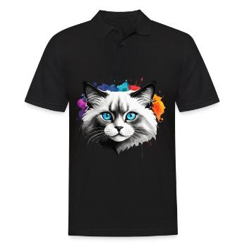 Ragdoll Katze Niedliche Niedliche Aquarellfarbe Spritzer - Männer Poloshirt - Schwarz - Vorne - Kai (181cm)
