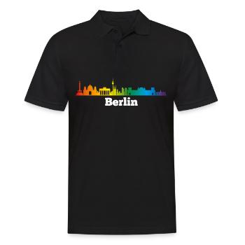 Skyline Berlin, LGBT - Men's Polo Shirt - black - Front - Kai (181cm)