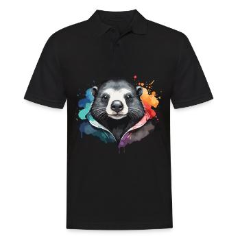 Mole Cool Colorful Cloud Cartoon Watercolor - Men's Polo Shirt - black - Front - Kai (181cm)