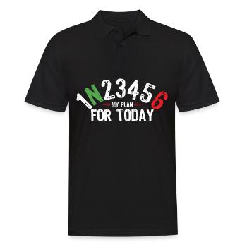 Motorrad / Biker - Motorradfahrer Schaltung - Männer Poloshirt - Schwarz - Vorne - Kai (181cm)