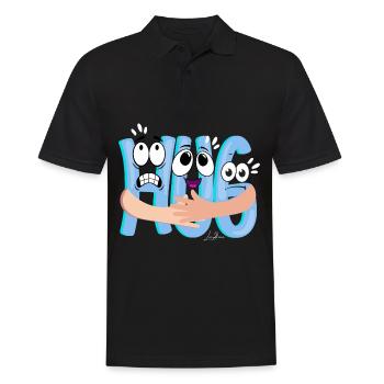 Blue Cartoon Cuddle - Humorous - Men's Polo Shirt - black - Front - Kai (181cm)