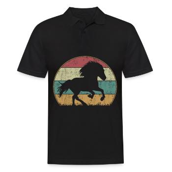 Islandpferd Tölt Retro Vintage Silhouette - Männer Poloshirt - Schwarz - Vorne - Kai (181cm)