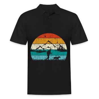 Randonner avec chien Vintage Retro - Polo Homme - noir - Devant - Kai (181cm)