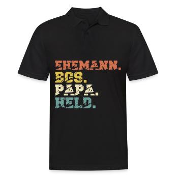 BGS Hund Papa Spruch Retro Lustig - Männer Poloshirt - Schwarz - Vorne - Kai (181cm)