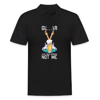Lustiges E-Gitarren Spruch Motiv und Gitarrist - Männer Poloshirt - Schwarz - Vorne - Kai (181cm)