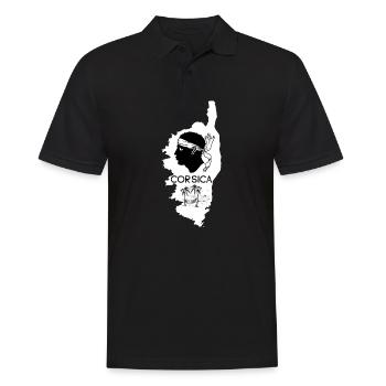 L’île de Corse avec des palmiers, la mer et un hamac - Polo Homme - noir - Devant - Kai (181cm)