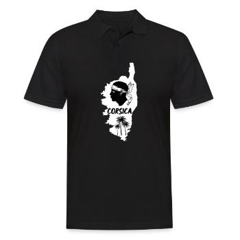 Carte des îles de la Corse avec palmiers et mer France - Polo Homme - noir - Devant - Kai (181cm)