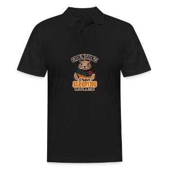 Groundhogs Prefer Sleeping Over Winter Funny - Men's Polo Shirt - black - Front - Kai (181cm)
