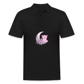 Mystische Katze Mondsichel Wicca Pastel Goth - Männer Poloshirt - Schwarz - Vorne - Kai (181cm)