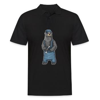Dachs Mechaniker Schraubenschlüssel Werkstatt - Männer Poloshirt - Schwarz - Vorne - Kai (181cm)