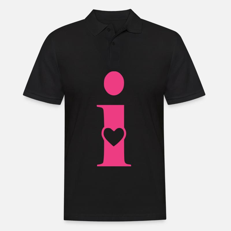 Buchstabe i Anfangsbuchstabe mit Herz - Männer Poloshirt - Schwarz