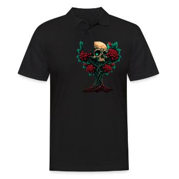 Tree with skull and roses - Men's Polo Shirt - black - Front - Kai (181cm)