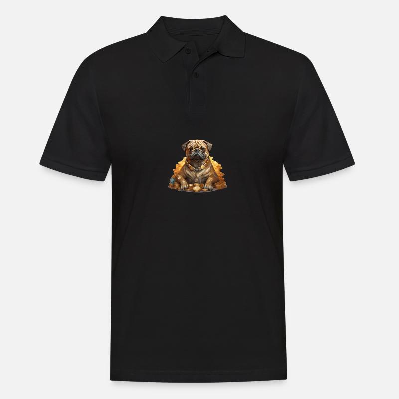 Mops Gold Digger - Männer Poloshirt - Schwarz