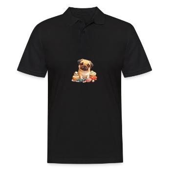 Niedlicher kleiner Mops - Männer Poloshirt - Schwarz - Vorne - Kai (181cm)