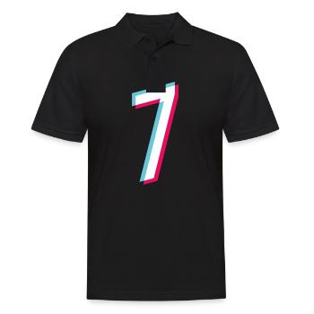 7 - NUMMER 7 - Zahl 7 Trikotnummer Tik Tok Style - Männer Poloshirt - Schwarz - Vorne - Kai (181cm)