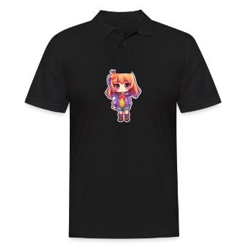 Süßes Manga Mädchen - Männer Poloshirt - Schwarz - Vorne - Kai (181cm)