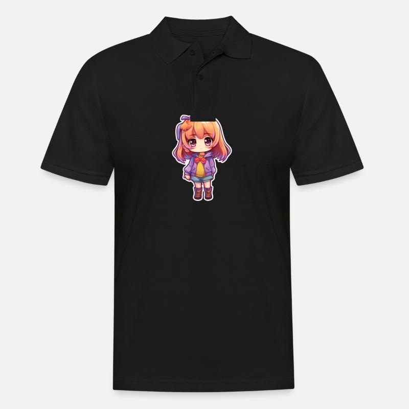Süßes Manga Mädchen - Männer Poloshirt - Schwarz