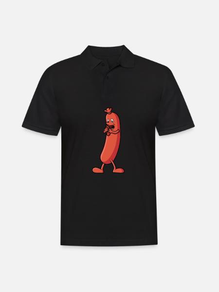 Worst die een worst eet - Grappige tekening - Mannen poloshirt - zwart
