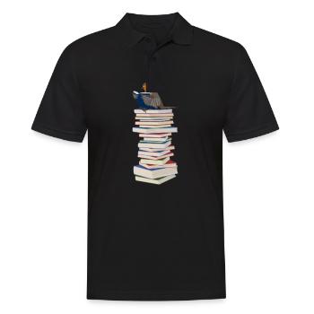 Le rouge-gorge lit des livres Oiseau-ami - Polo Homme - noir - Devant - Kai (181cm)
