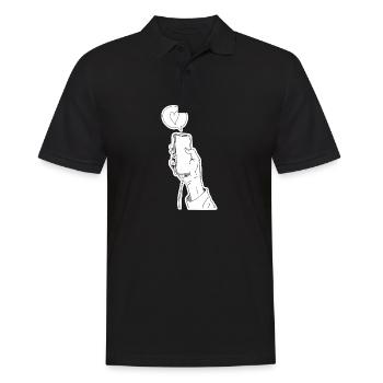 Hand hält Handy Smartphone mit Herz - Männer Poloshirt - Schwarz - Vorne - Kai (181cm)