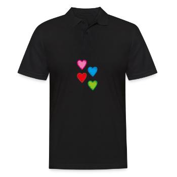 Herzen - Männer Poloshirt - Schwarz - Vorne - Kai (181cm)