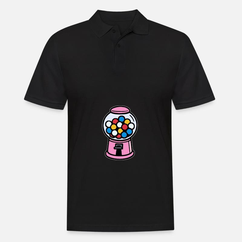 Pinker Retro Kaugummiautomat - Männer Poloshirt - Schwarz