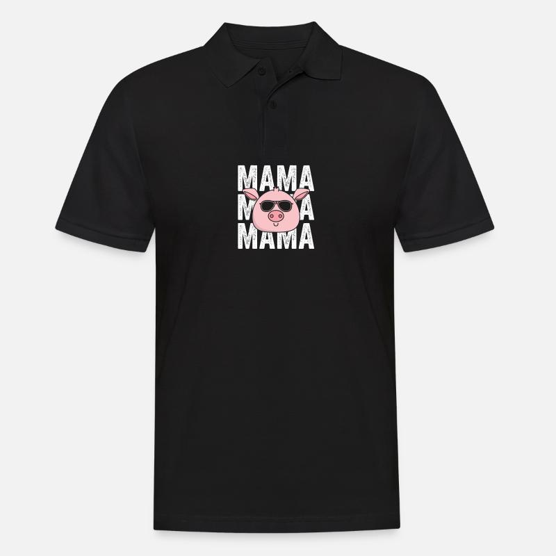 Mama Mutter Schwein - Männer Poloshirt - Schwarz