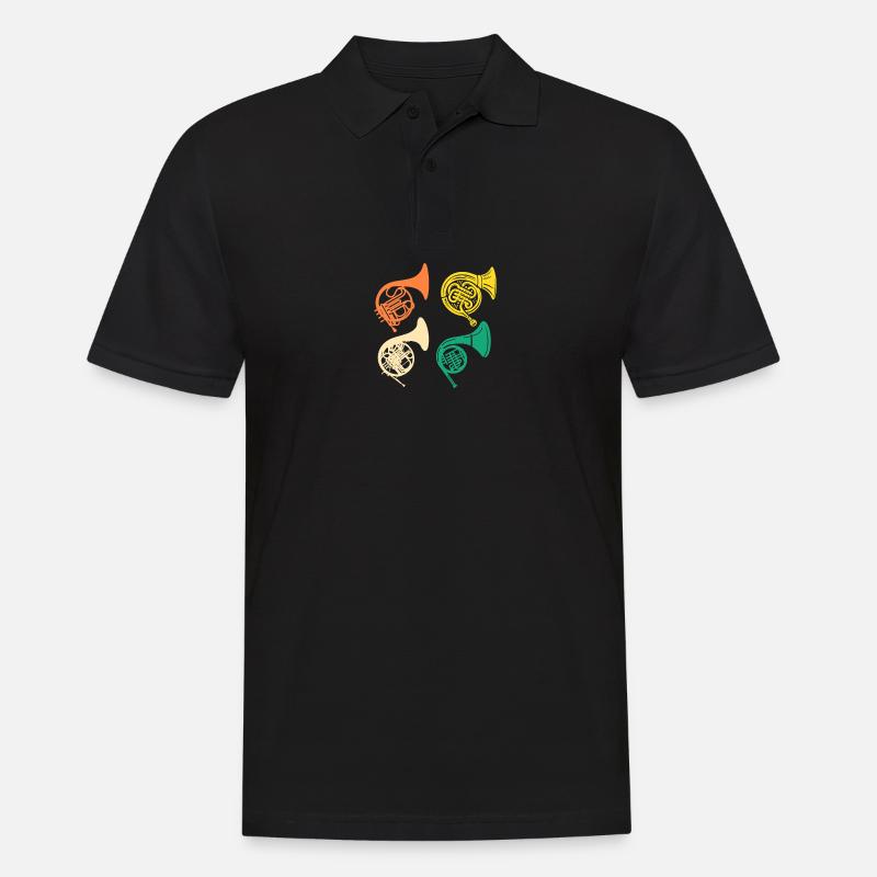 Hornist Evolution Waldhorn - Männer Poloshirt - Schwarz