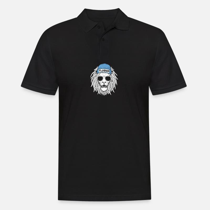Löwe Florian - Männer Poloshirt - Schwarz