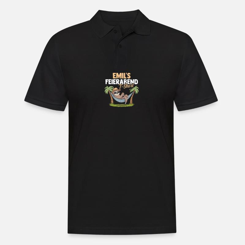 Faultier Emil - Männer Poloshirt - Schwarz