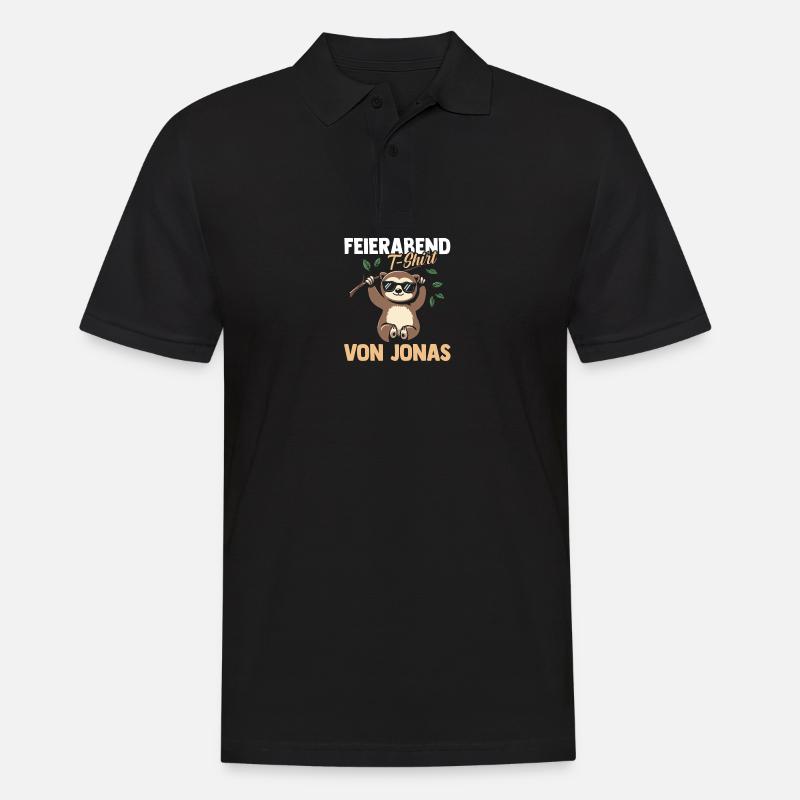 Faultier Jonas - Männer Poloshirt - Schwarz