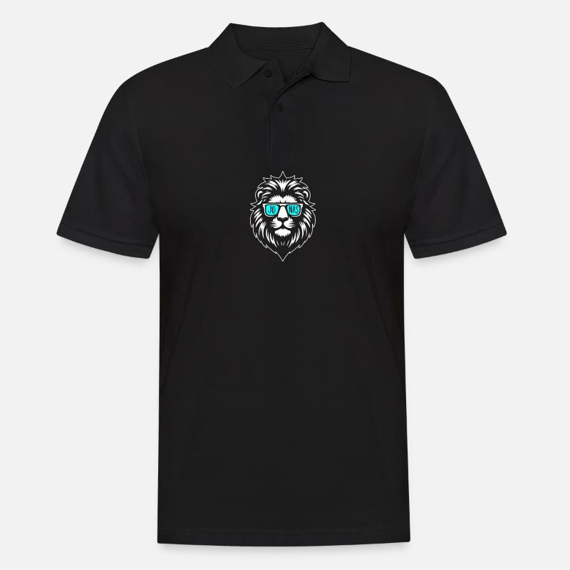 Löwe Jonas - Männer Poloshirt - Schwarz