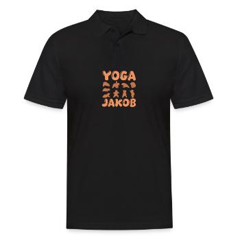 Cat Yoga Jakob - Men's Polo Shirt - black - Front - Kai (181cm)