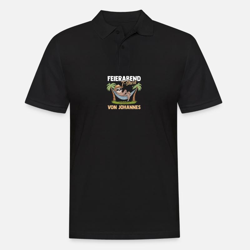 Faultier Johannes - Männer Poloshirt - Schwarz