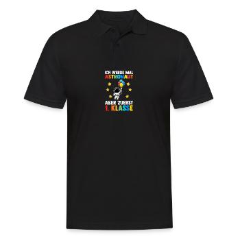 Astronaut Erste Klasse Einschulung Schulkind - Männer Poloshirt - Schwarz - Vorne - Kai (181cm)