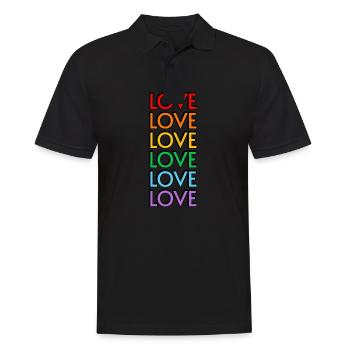 Love 6 rainbow colors gay pride - Men's Polo Shirt - black - Front - Kai (181cm)