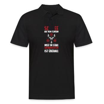 Santa Claus Tractor Christmas Party Farmer Landwi - Men's Polo Shirt - black - Front - Kai (181cm)