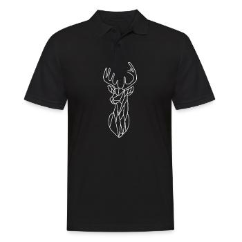 Reh Geweih Geometrisch - Männer Poloshirt - Schwarz - Vorne - Kai (181cm)