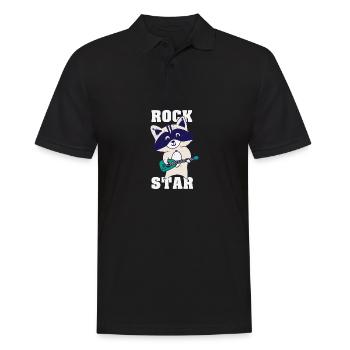 Raccoon Rock Star Guitare Rockin' Music Singer - Polo Homme - noir - Devant - Kai (181cm)