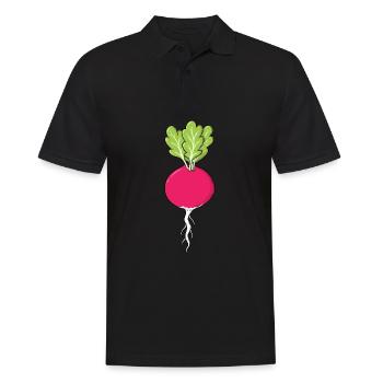 Radis rouge avec feuilles, légumes, radis - Polo Homme - noir - Devant - Kai (181cm)