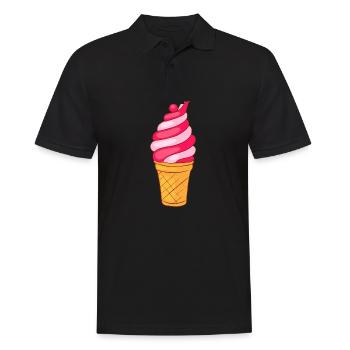 Crème glacée, crème glacée, crème glacée, crème glacée, boule, crème glacée, sundae - Polo Homme - noir - Devant - Kai (181cm)
