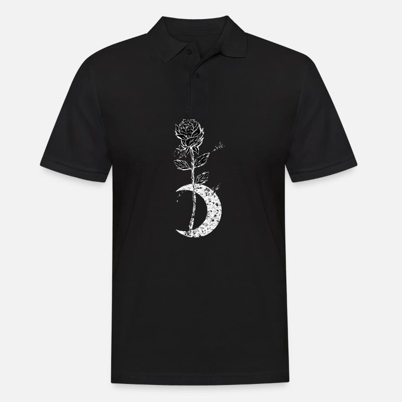 Rose mit Mond - Männer Poloshirt - Schwarz